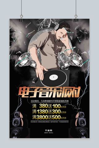 电子音乐酒吧派对炫酷宣传促销海报