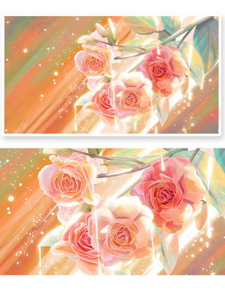 淡彩玫瑰海报模板_发光的花朵合集之玫瑰花