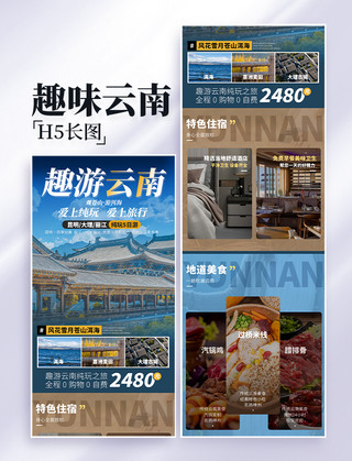 项目计划书蓝海报模板_云南旅游旅行出行项目介绍营销长图设计