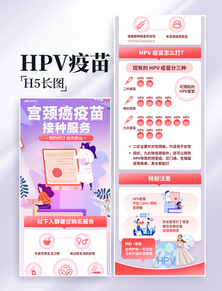 健康海报模板_医疗健康宫颈癌疫苗HPV疫苗推广长图设计