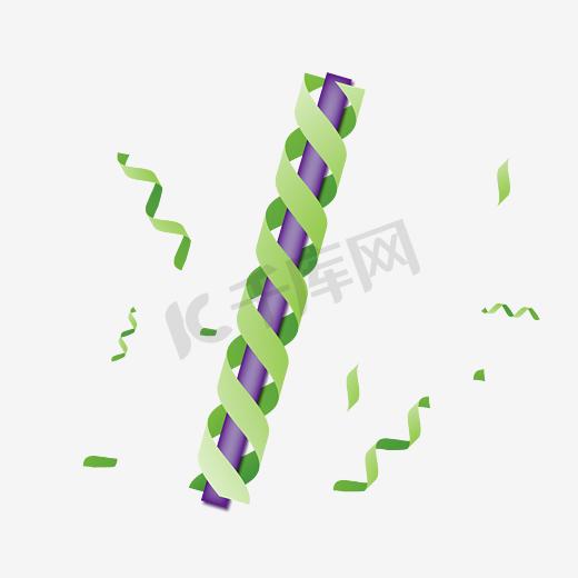 紫色 数字1 渐变绿丝带 缠绕立体效果 艺术字 PNG免抠素材 AI源文件下载 数字图片