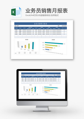 业务员销售业绩月报表