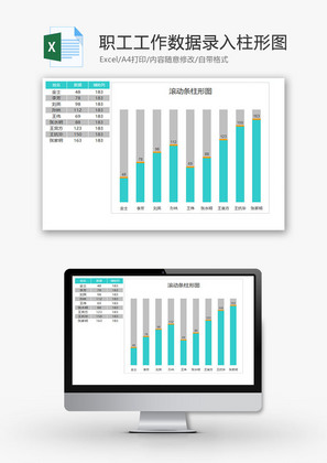 职工工作数据录入柱形图