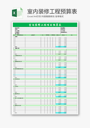 财务装修工程项目预算表excel模板