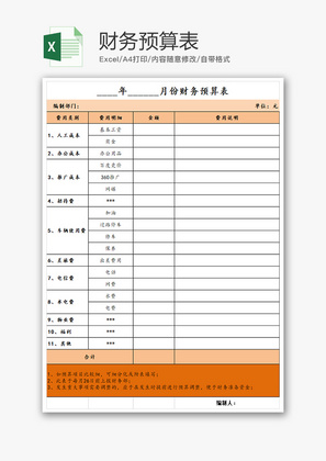 财务预算表excel模板