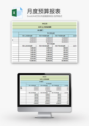 财务月度预算表excel模板