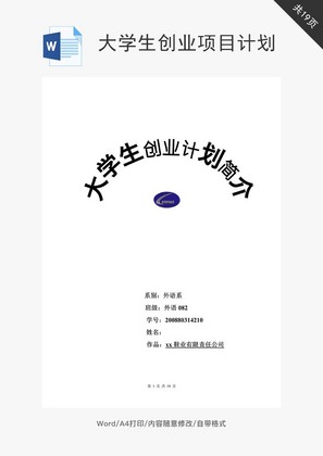 鞋业有限责任公司创业计划书word文档