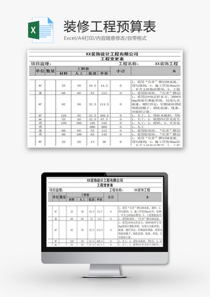 公司装修工程预算表Excel模板