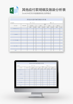 财务应付款明细及账龄分析表excel模板