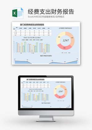 财务经费季度支出财务报告excel模板