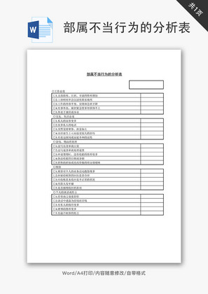 部属不当行为的分析表Word文档