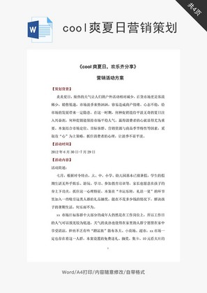 cool爽夏日营销策划word文档