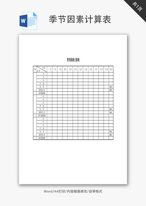 季节因素计算表Word文档