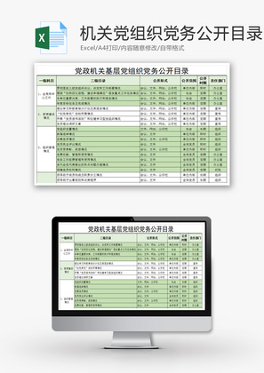 党政机关基层党组织党务公开目录Excel