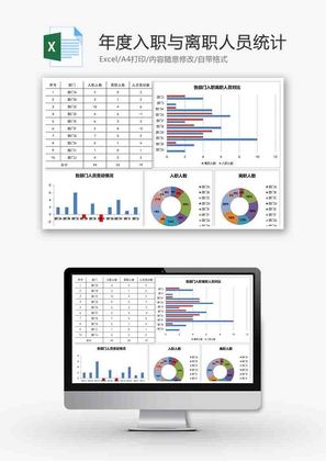人力资源入职离职统计条形图excel模板
