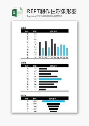 企业办公通用柱形条形图excel模板