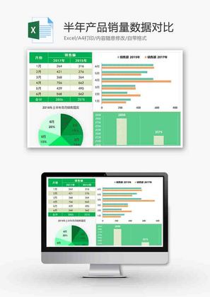 销售数据对比饼形图excel模板
