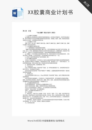 胶囊商业计划书(纲要)word文档