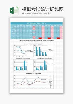 模拟考试统计分析折线图excel模板