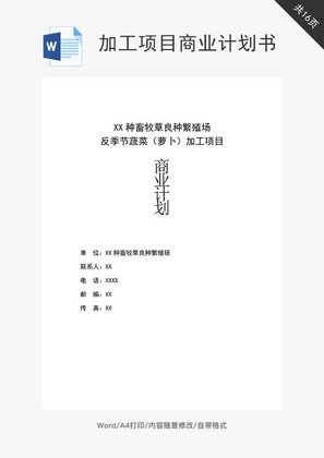 加工项目商业计划书word文档