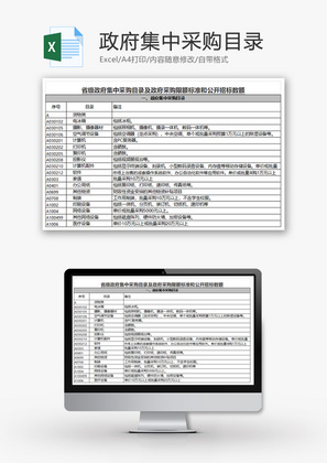 政府集中采购目录Excel模板