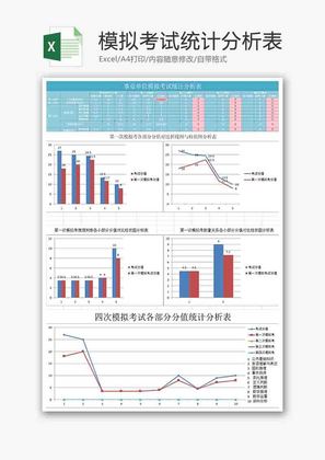 模拟考试统计分析表柱形图excel模板