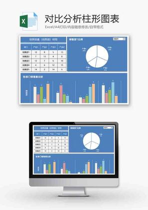 销售销量对比分析柱形图excel模板