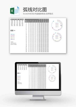 企业办公通用弧线对比图excel模板