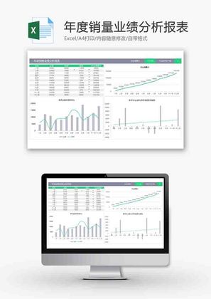 年度销量业绩分析报表折线图excel模板