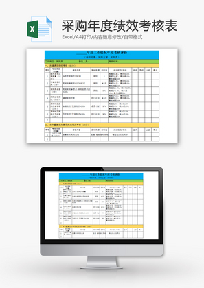 采购年度工作情况绩效考核表Excel模板