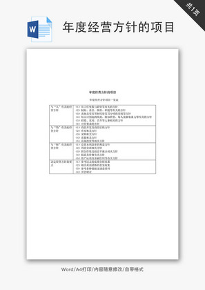年度经营方针的项目Word文档