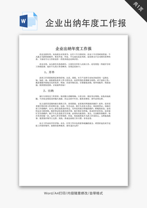 企业出纳年度工作报word文档