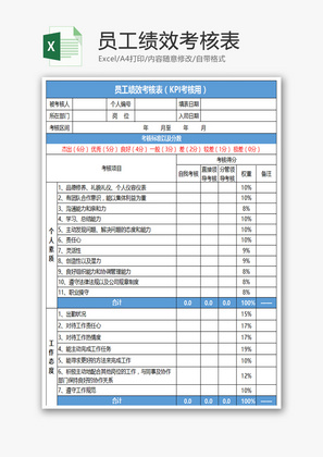 员工绩效考核表Excel模板