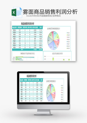 雾面商品销售利润分析excel模板