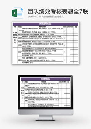 团队绩效考核表超全7联excel模板