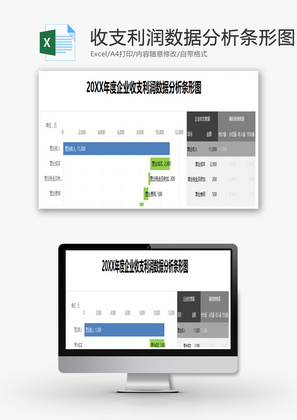 企业收支利润数据分析条形图Excel模板