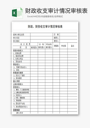 财务收支审计情况审核表Excel模板