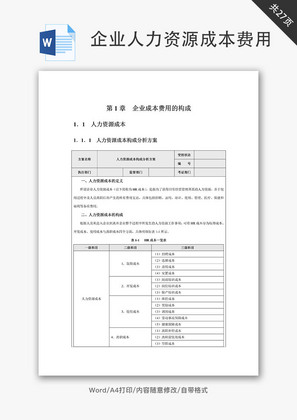 企业人力资源成本费用的构成Word文档