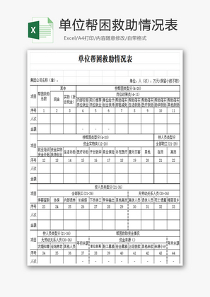 帮困救助情况表Excel模板