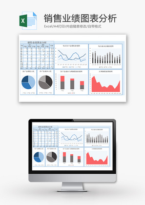 销售业绩图表分析Excel模板
