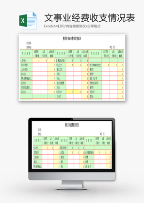 教科文事业经费收支情况表EXCEL模板