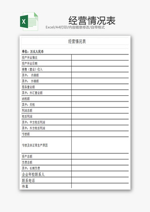经营情况表EXCEL模板