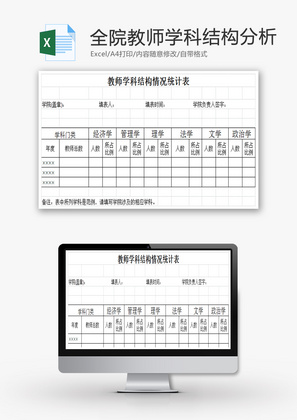 全院教师学科结构分析EXCEL模板