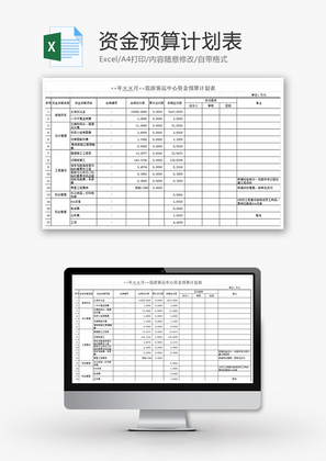 财务公司资金预算计划表Excel模板