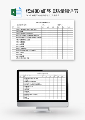 旅游区(点)环境质量测评表Excel模板