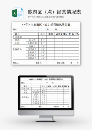 旅游区（点）经营情况基层表Excel模板