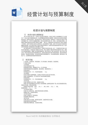 经营计划与预算制度word文档