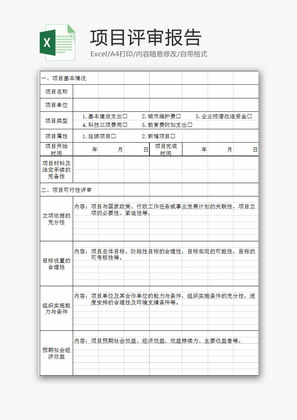 行政管理项目评审报告Excel模板