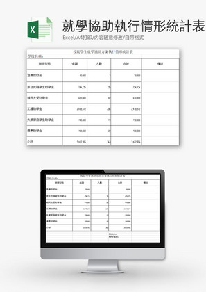 学校管理助学执行情况统计表Excel模板