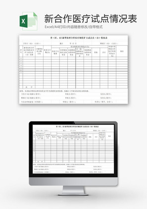 农村合作医疗扩大试点情况表Excel模板